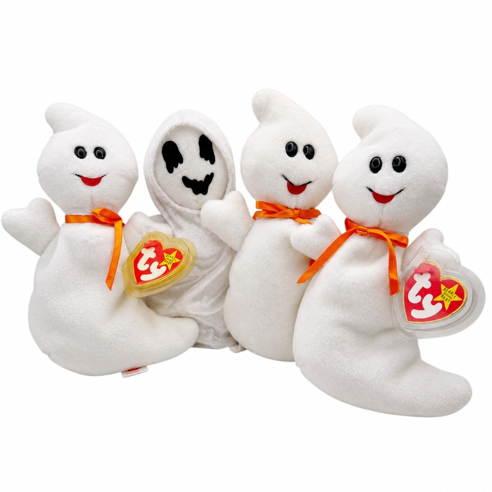 Ty Beanie Babies Halloween Ghost Lot 4 Spooky 1995 Sheets 1999 Tags Vintage